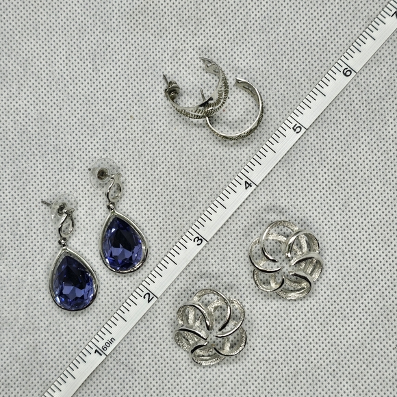 Fashion Earrings Bundle of 3 Silvertone - Picture 8 of 9